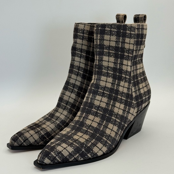 SANCTUARY Yes Girl Checked-Plaid Suede Booties Size 8M - Picture 14 of 16